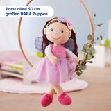 Ubranka dla lalek HABA Fairy Magic - 2-częściowy zestaw dla lalek w wieku 18 miesięcy i więcej (30 cm) - tiulowa sukienka ze skrzydełkami, w komplecie kwiatowa opaska do włosów - 1306243001