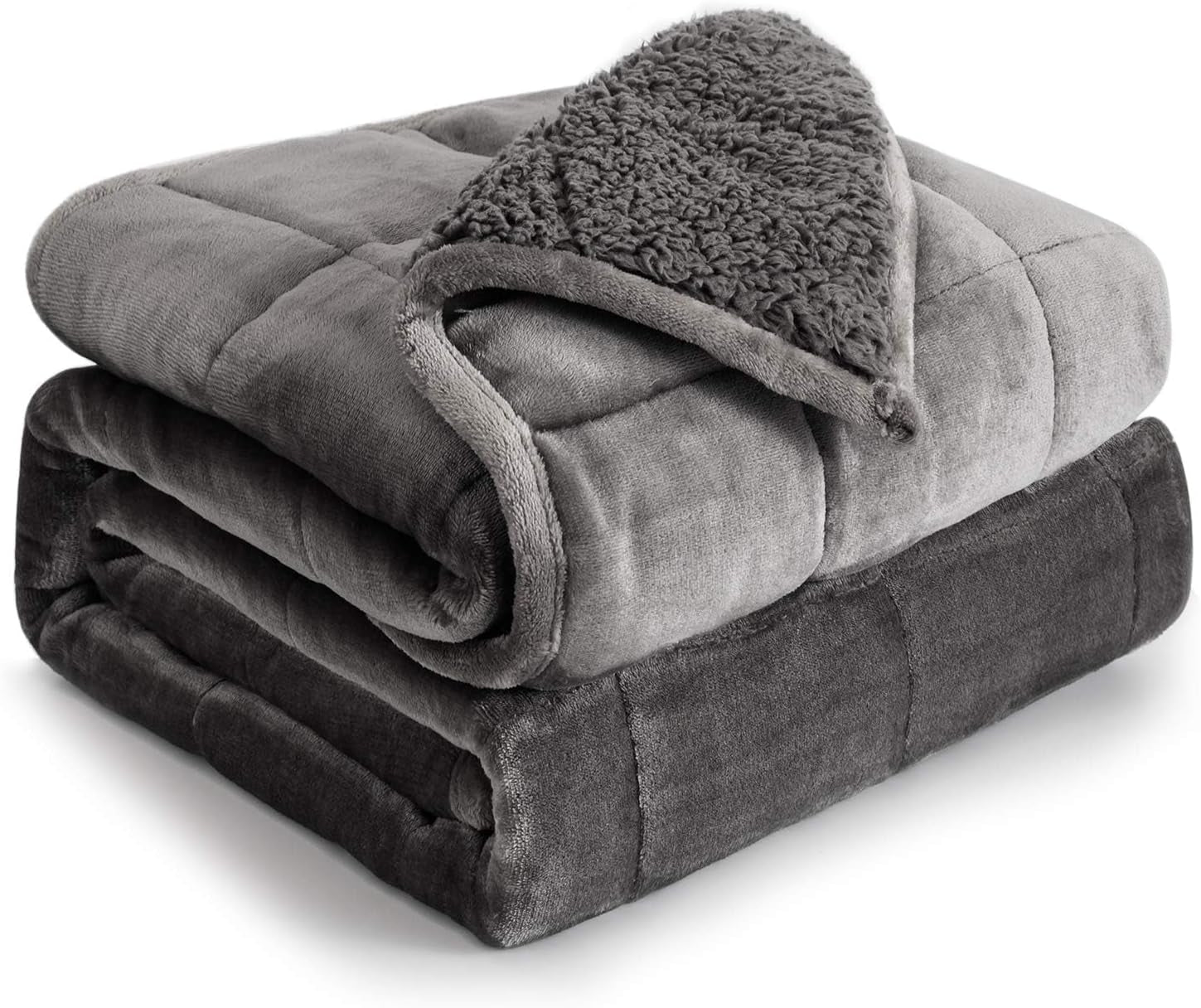 Koc obciążeniowy Cottonblue 6,8 kg Queen Size Flanelowy kudłaty koc obciążany Sherpa dla dorosłych Wygodne koce obciążane do uspokajania i relaksu Ciężkie kołdry 152,4 x 203,2 Naty Shop szary 60 x 80 15 funtów Kołdry i kołdry