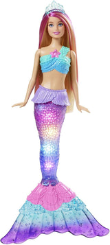 Barbie Dreamtopia Magiczna lekka lalka syrenka z blond włosami, lalka Barbie z ogonem syreny, odpowiednia jako prezent dla dzieci w wieku 3 lat i starszych, HDJ36