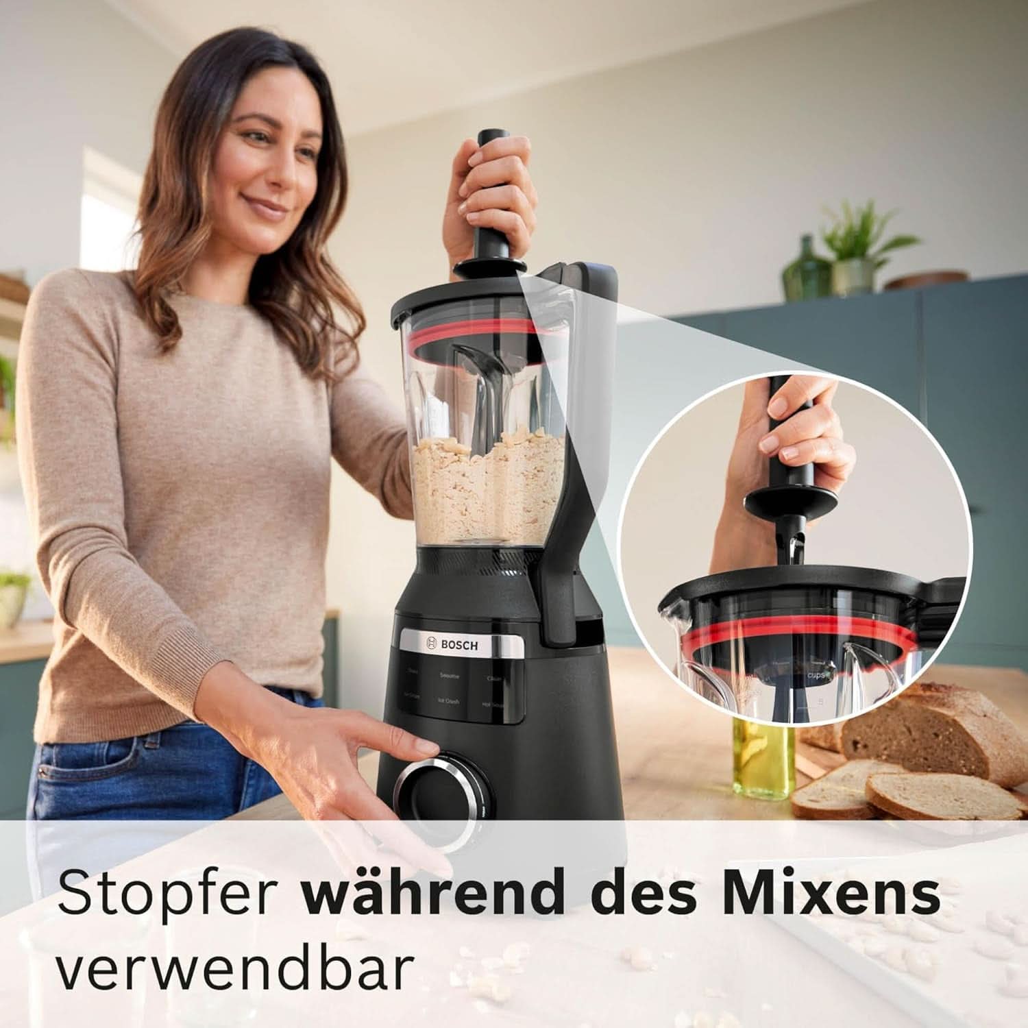 Mikser stojący szybkoobrotowy Vitapower Serie 6 MMBD665B1, 45 000 obr./min, 6 programów Inkl Heiße Suppe & Reinigung, 2 l Mixbehälter, Stopfer, Spülmaschinenfeste Teile, Made in Europe, 1800 W, Schwarz Kitchen Naty Shop