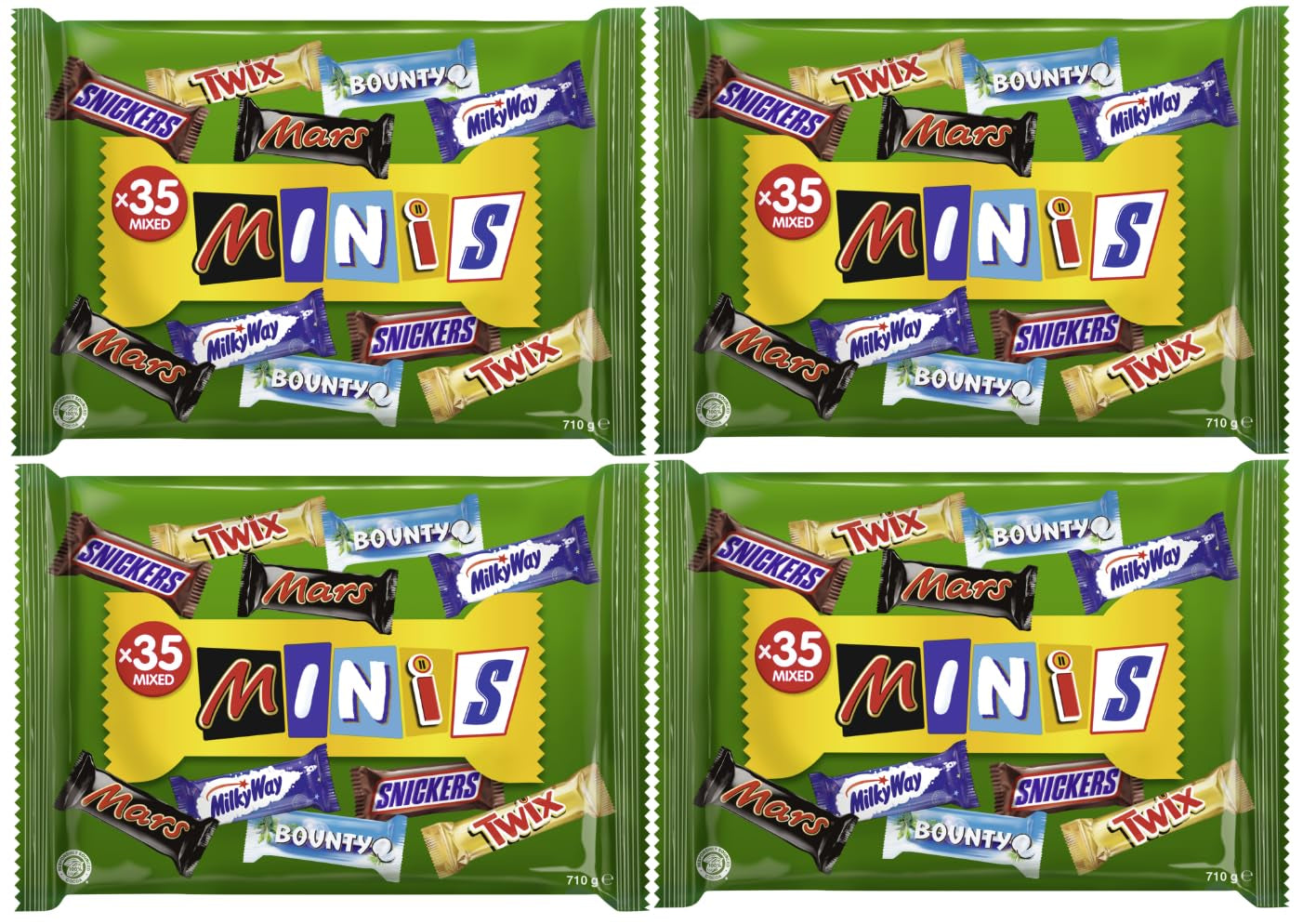 Mini opakowanie zbiorcze mieszanej czekolady, czekolada, 35 mini czekoladowych przekąsek (Mars, Snickers, Bounty, Twix, Milky Way) jako słodycze, prezent czekoladowy, pudełko cukierków (710 g)