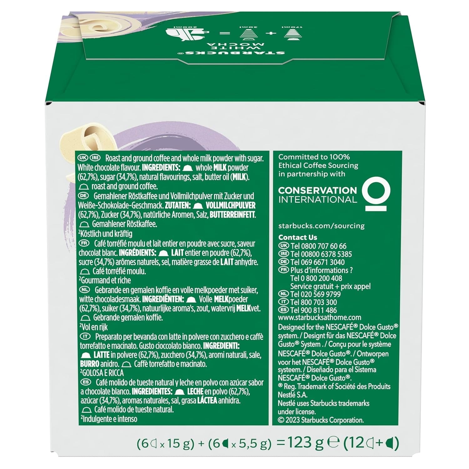 STARBUCKS Biała Mocha marki Nescafé Dolce Gusto Kaffeekapseln 6 x 12 (72 Kapseln)