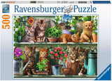 Ravensburger Puzzle 12000205 - Katzen Im Regal - 500-elementowe puzzle dla dorosłych i dzieci powyżej 10. roku życia, puzzle ze zwierzętami z motywem kota Puzzle Naty Shop Classic