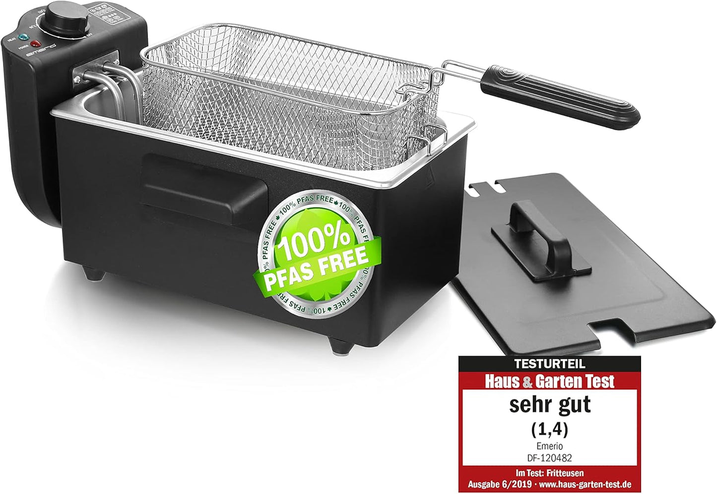Emerio Frytkownica olejowa 3,0 l z technologią zimnej strefy, 2000 W Sprzęt AGD Naty Shop Czarna