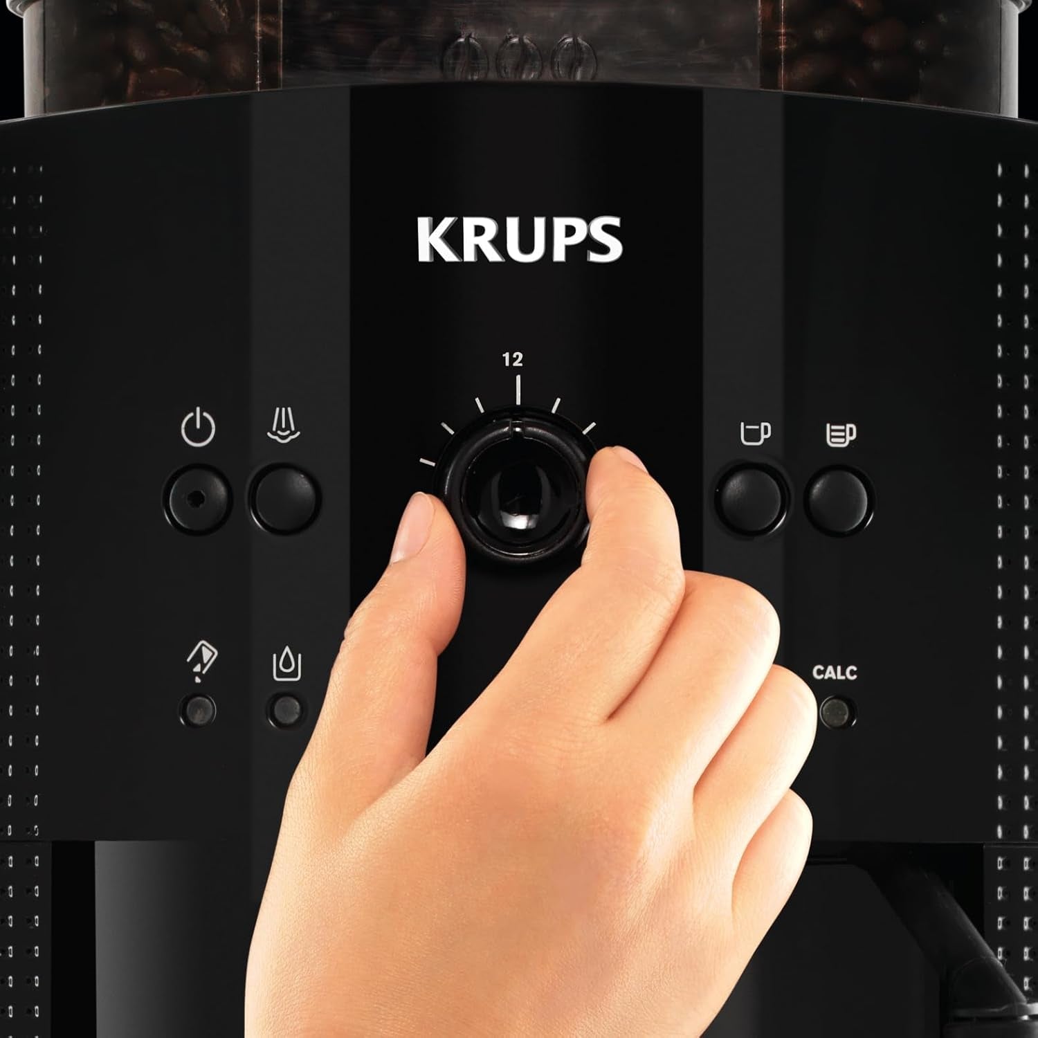 Ekspres do espresso Krups Roma EA81M8 1,7 l, 3 ustawienia temperatury, 3 tekstury kawy mielonej, czarny