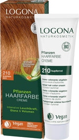 LOGONA Natural Cosmetics Roślinny krem koloryzujący do włosów 240 Nugat Brown Natural Henna Brown Krem koloryzujący do włosów Odcienie brązu Ciemna farba do włosów 150ml Naty Shop Farba do włosów 210 Miedziana czerwień [Indian Summer]