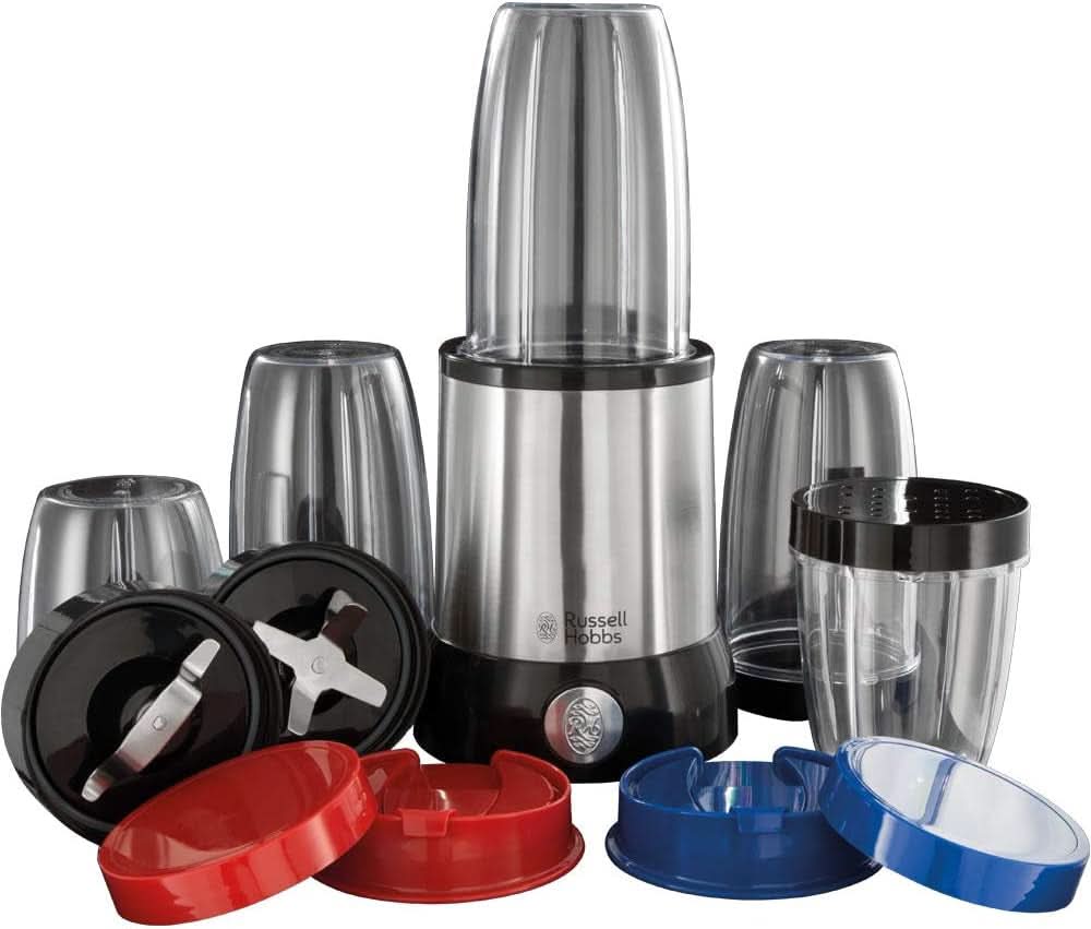 Russell Hobbs Mixer [Multifunktions-Standmixer] Nutriboost (Inkl. 5 Bpa-Freie Und Spülmaschinengeeignete Behälter + Deckel, 22 000 U/Min, 0,9 Ps-Motor) Elektrischer, Smoothie-Maker 23180-56 Kitchen Naty Shop
