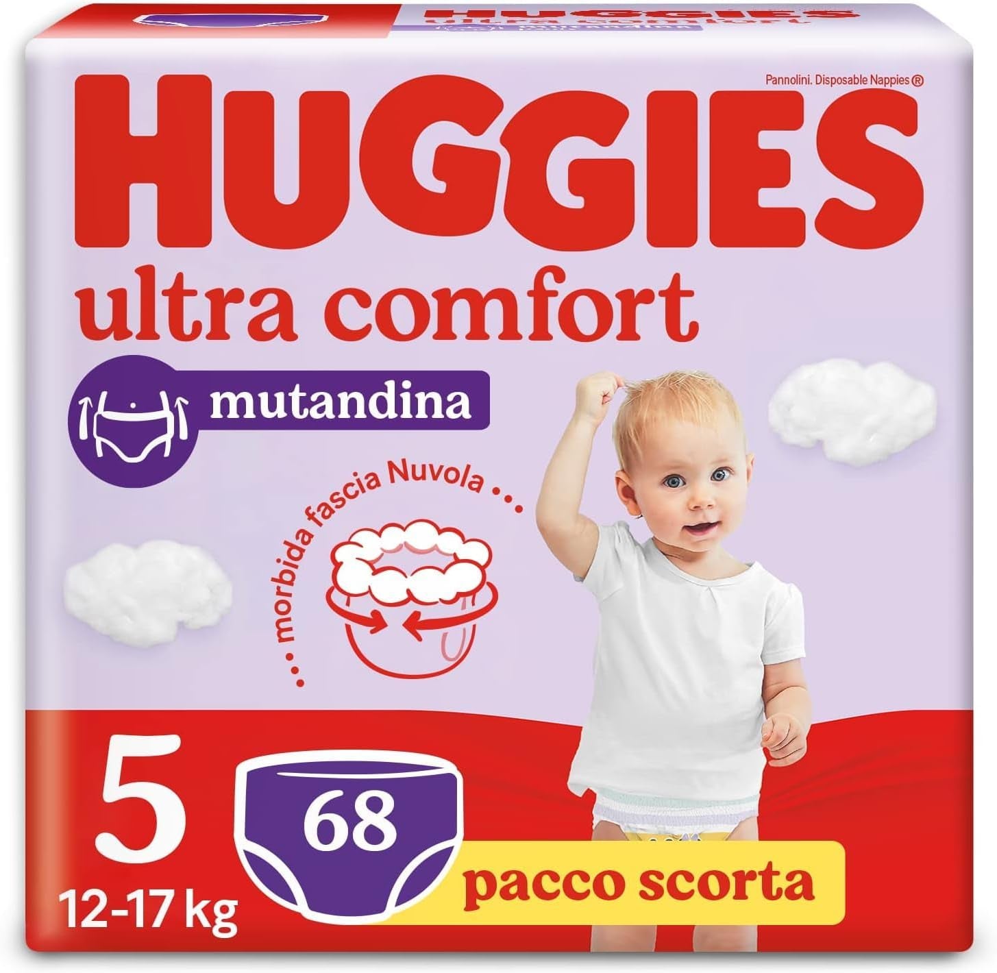 Huggies Ultra Comfort, pieluchy majtkowe, rozmiar 5 (12-17 kg), opakowanie 68 pieluch majtkowych