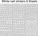 12 Blatt Nagelsticker Geometrysch Nagelaufkleber Selbstklebend Schwarz-Weißes Mysteriöses Dreieck Nail Art Naklejka Dekoracja Nageldesign Zubehör