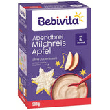 Budyń ryżowy z jabłkami i kaszką wieczorną (4x500g), kaszka mleczna od 5 miesiąca, z cennymi minerałami i witaminami, bez dodatku cukru, bardzo sycąca