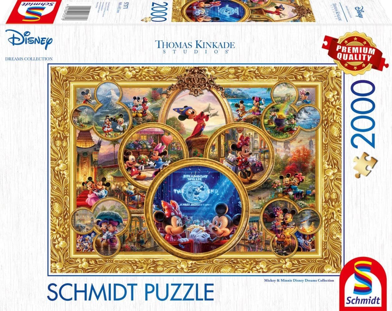 Schmidt Spiele 57371 Thomas Kinkade, Disney, Mickey & Minnie, Dream Collage 2, układanka 2000 elementów Puzzle Naty Shop Domyślny tytuł