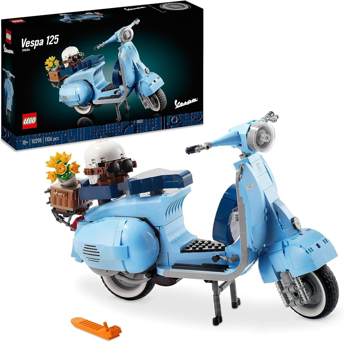 LEGO Icons Vespa 125, model motocykla do zbudowania, zabytkowy włoski skuter, zestaw modeli dla dorosłych, element dekoracyjny do pokoju, prezenty dla kobiet i mężczyzn 10298 Zestawy do budowania W sklepie LEGO w pojedynczym standardowym opakowaniu