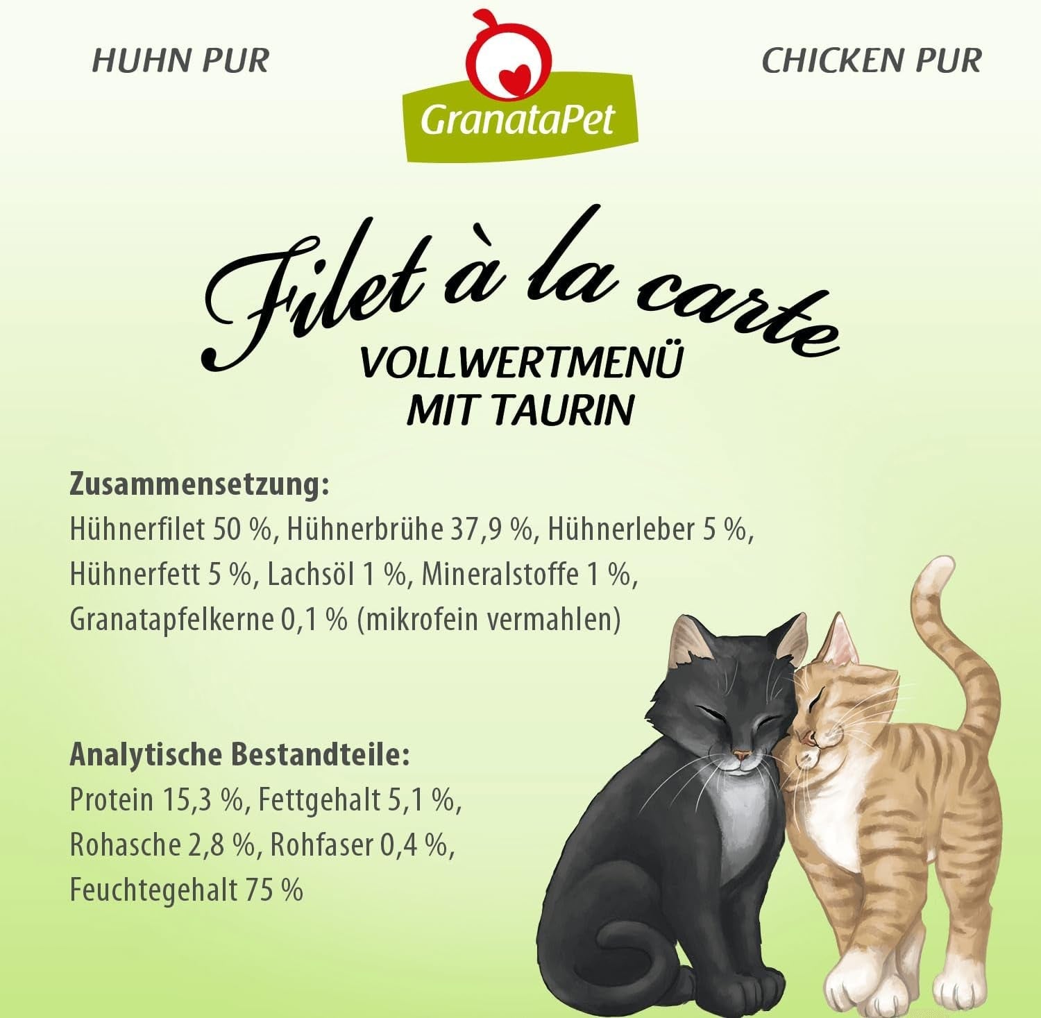 GranataPet Filet à la carte Kurczak PURE, mokra karma dla kotów, bezzbożowe kawałki filetów, karma dla kotów bez dodatku cukru, o wysokiej zawartości mięsa, 6 x 85 g