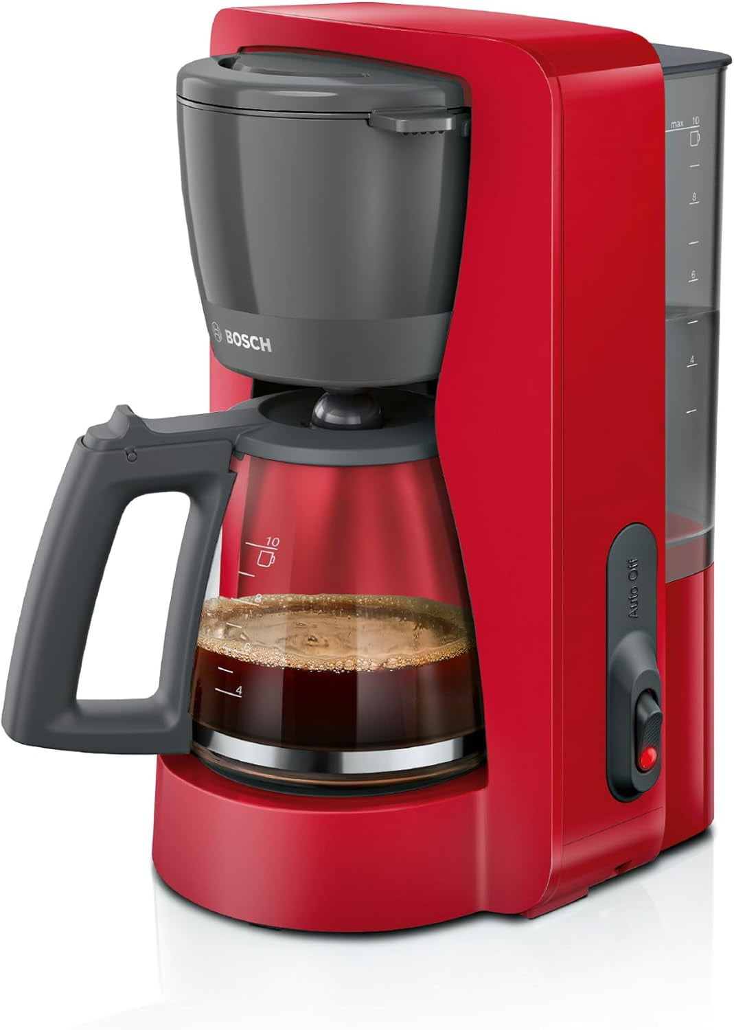 Bosch MyMoment TKA2M113 Ekspres do espresso z filtrem, szklana karafka 1,25 l, 10–15 filiżanek, funkcja utrzymywania ciepła przez 40 minut, system zapobiegający kapaniu, obrotowy uchwyt filtra, odłączany zbiornik na wodę, 1200 W, czarny matowy