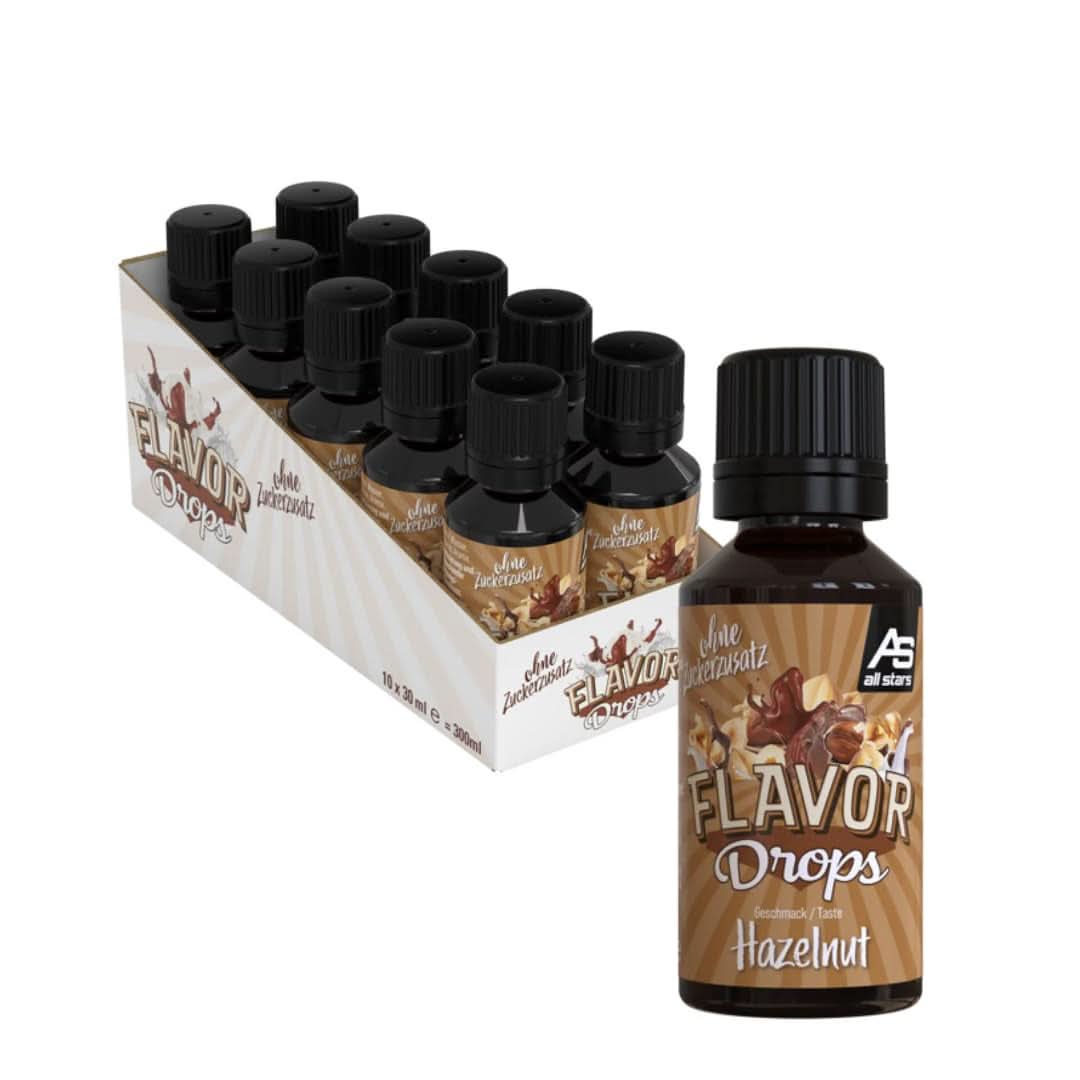 ALL STARS Flavour Drops, Krople smakowe bez dodatku cukru i bez kalorii - Słodycz i aromat do potraw, 30 ml Słodziki Naty Shop Nuts 10 x 30 ml