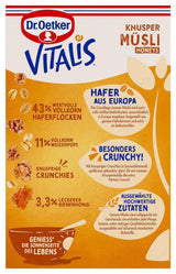 Dr. Oetker Vitalis Crunchy Honeys: Miodowe chrupiące musli na śniadanie i przekąski, 5 opakowań (5 x 600g)
