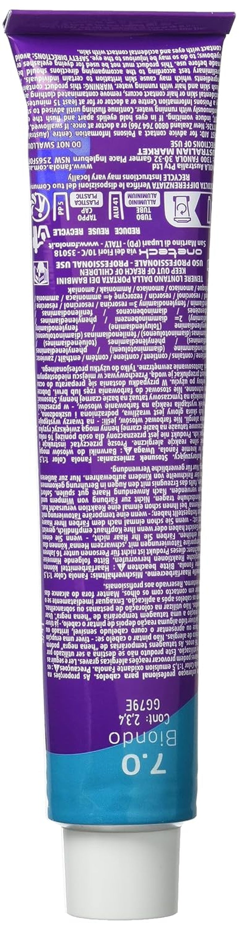 Fanola crema colore Krem koloryzujący 7,0 Blond, 100 ml Farba do włosów Naty Shop
