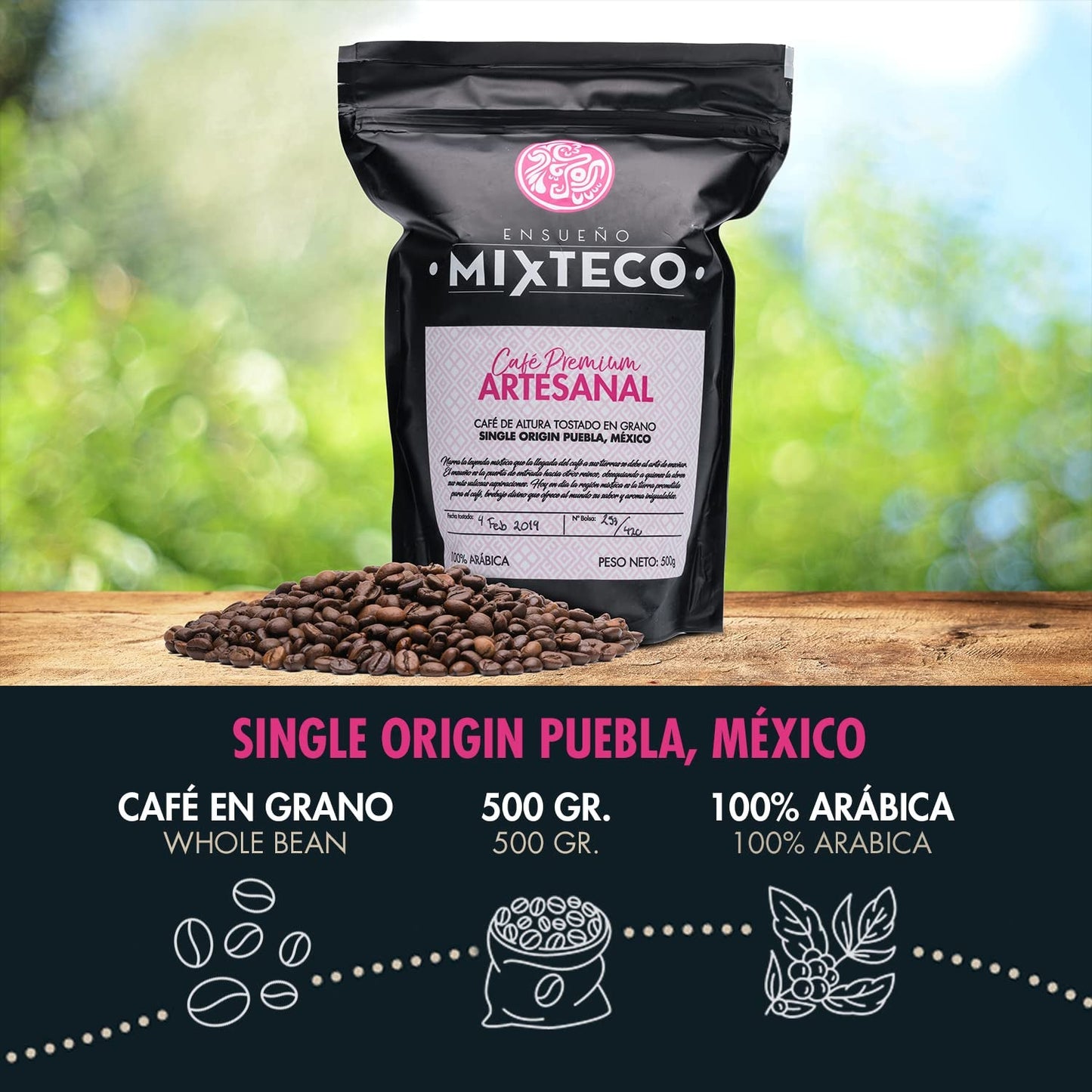 Palone ziarna kawy Arabica | 500 g z nutą kakao i migdałów | Z tradycyjnej palarni kawy | Delikatny smak