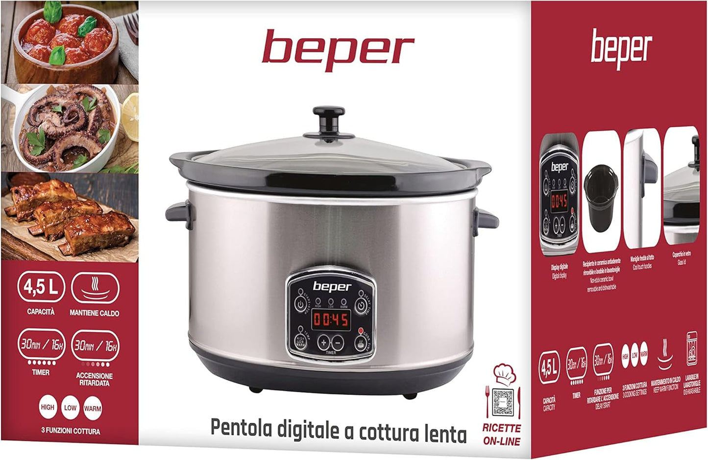 Wolnowar Beper BC.510, 280 W, 4,5 litra, szkło ceramiczne, czarno-stalowe Wolnowar Naty Shop
