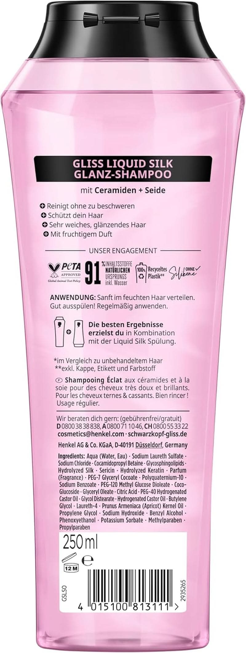 Gliss Szampon w płynie Jedwab (250 ml), do włosów delikatnych i matowych Prysznic i kąpiel Naty Shop