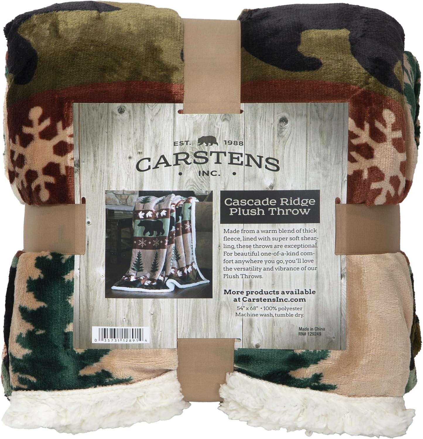 CARSTEN, INC. Koc do rzucania Wrangler Ultra Premium, super miękki, polar Sherpa, oversize, 137,2 x 172,7 cm, łóżka i koce Southwest Horizon Carstens, Inc. Cascade Ridge