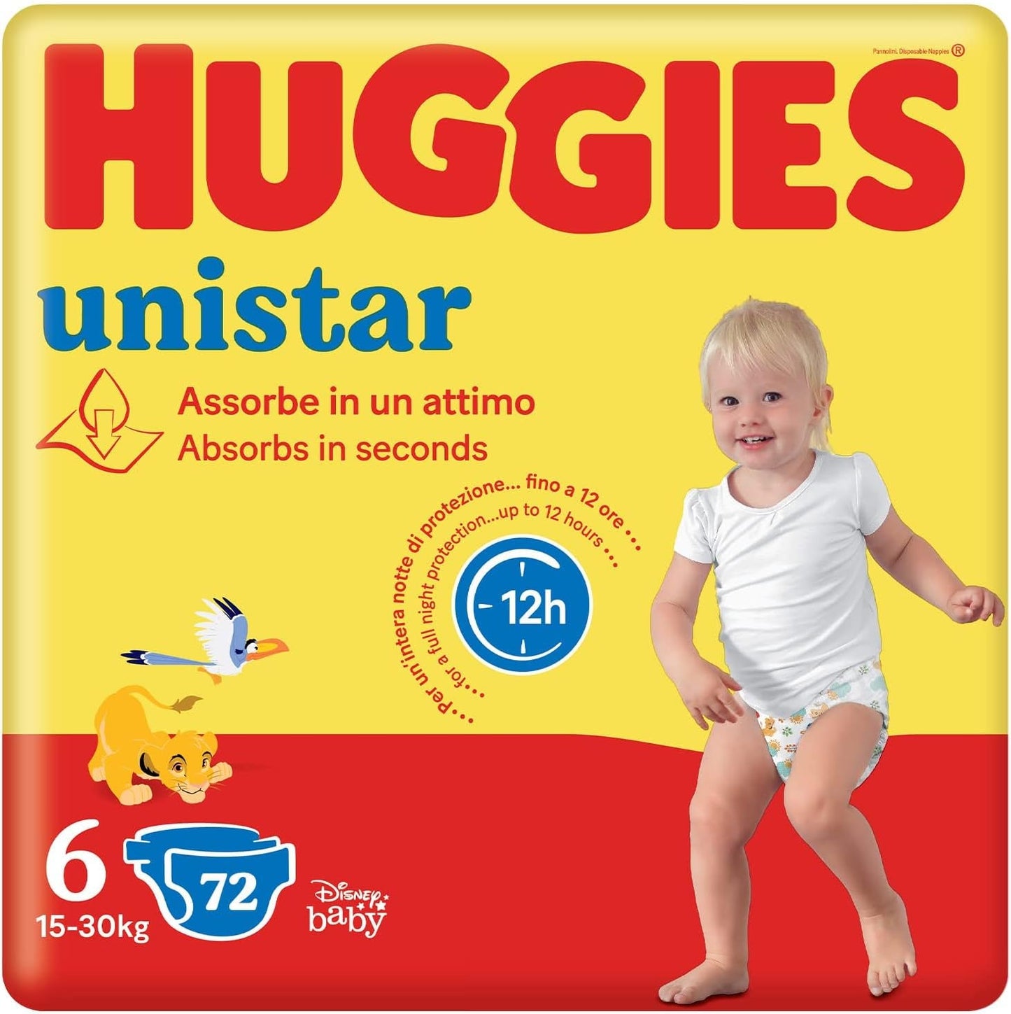 Pieluszki Huggies Unistar rozmiar 4 (7-14 kg), opakowanie 128 pieluszek (podstawowe)