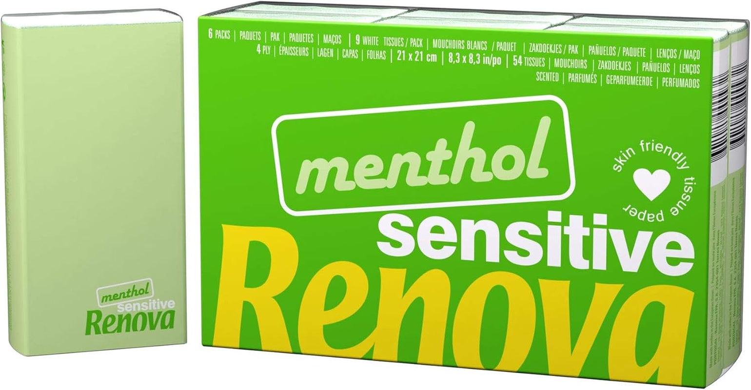 Chusteczki kieszonkowe Renova SENSITIVE MENTHOL 6 szt. Regularne białe 1 szt. (6 szt.)