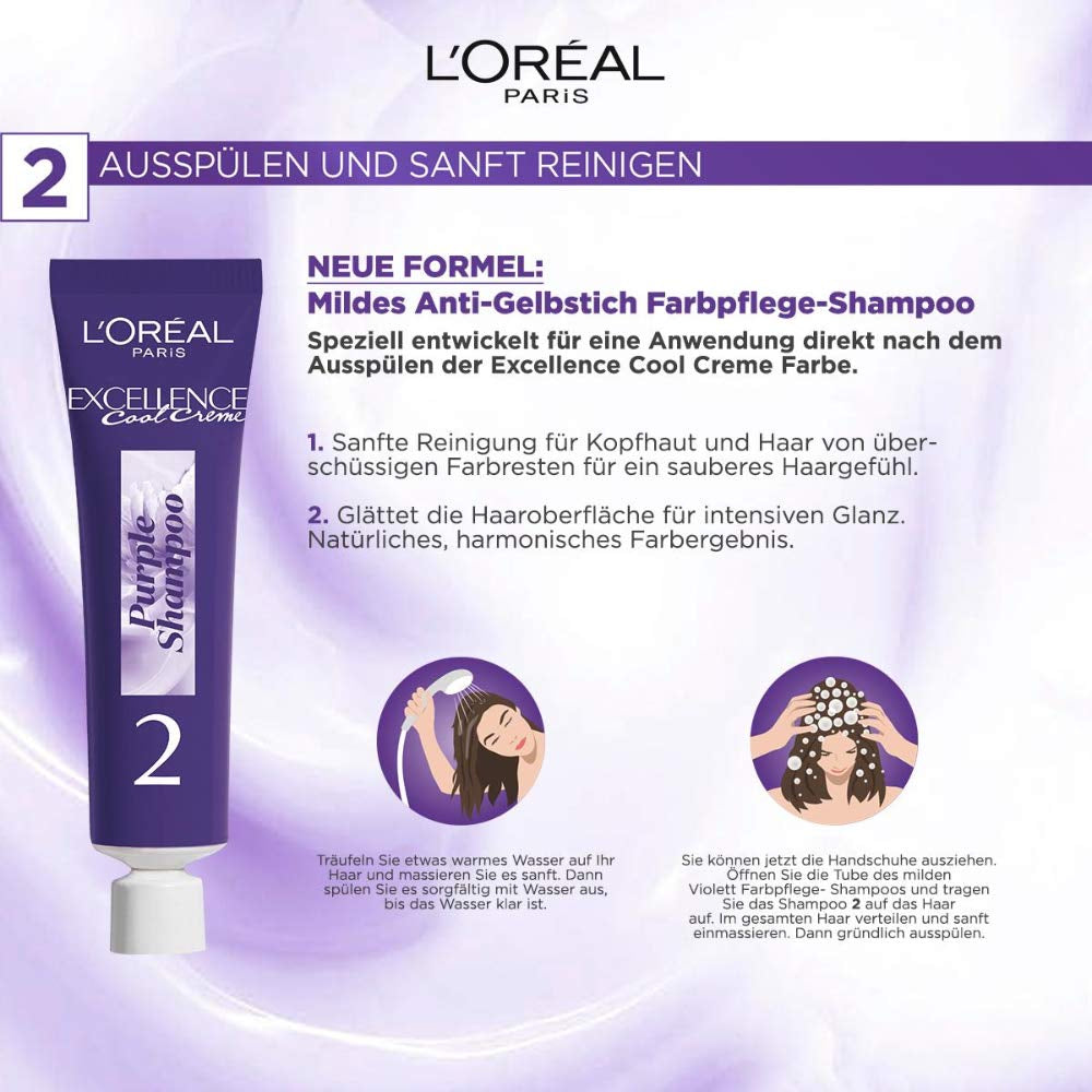 L'Oréal Paris Trwała farba do włosów zapewniająca ultra chłodny efekt kolorystyczny, 100% pokrycia siwych włosów, zestaw koloryzujący, szampon i krem pielęgnacyjny, Excellence Cool Creme, nr 7.11 Ultra chłodny średni blond (Blond) Farba do włosów Naty Shop