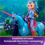 Unicorn River Unicorn Academy - wysoki na 28 cm, oryginalny jednorożec Isabel z serialu Netflix, z prawdziwą grzywą i ogonem, zdejmowaną uzdą oraz siodłem i szczotką, dla dzieci od 4 roku życia