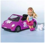 Simba 105731539 - Evi Love Beetle Evi's, Evi z samochodem, samochód: 22 cm, z psem, modną lalką, 12 cm, dla dzieci od 3 lat
