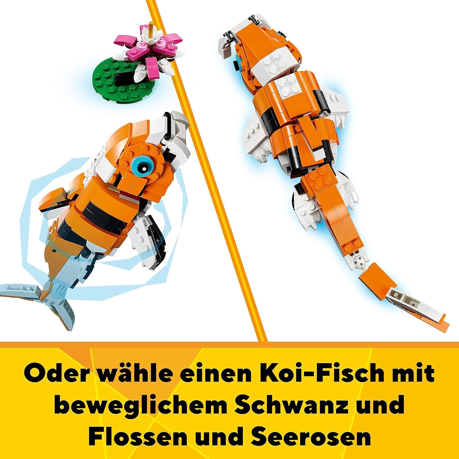 LEGO 31129 Creator Majestic Tiger, Panda or Fish Zestaw figurek zwierząt 3 w 1 dla dzieci Chłopcy i dziewczęta Zabawka do budowania Zwierzęta Zestawy do budowania Besuche den LEGO-Store