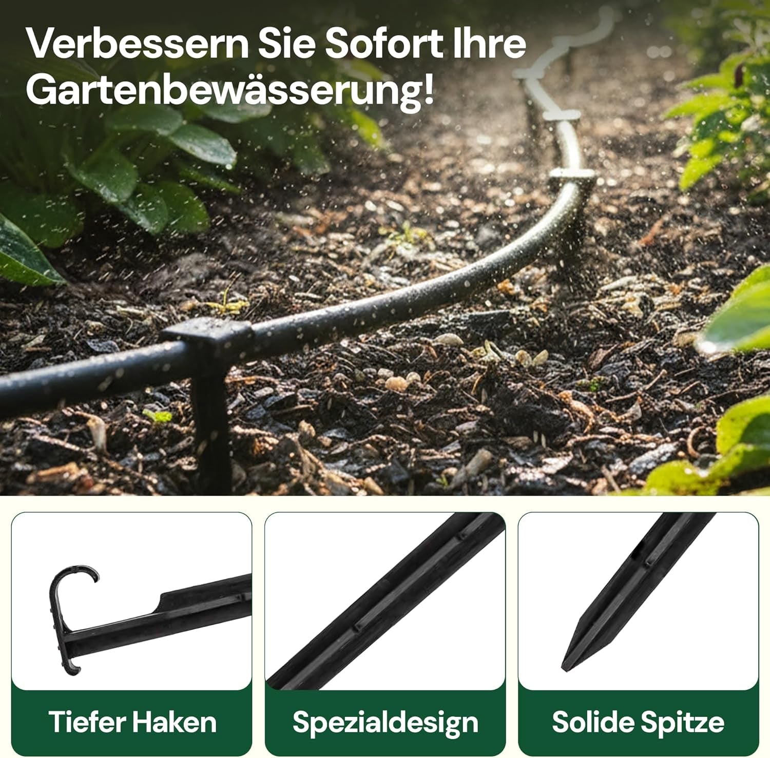 GARDENIX AquaPIN Kotwa do węża ogrodowego, 50 sztuk, kołek uziemiający, kotwa mocująca do węża kroplowego, wąż do nawadniania, widełki łączące
