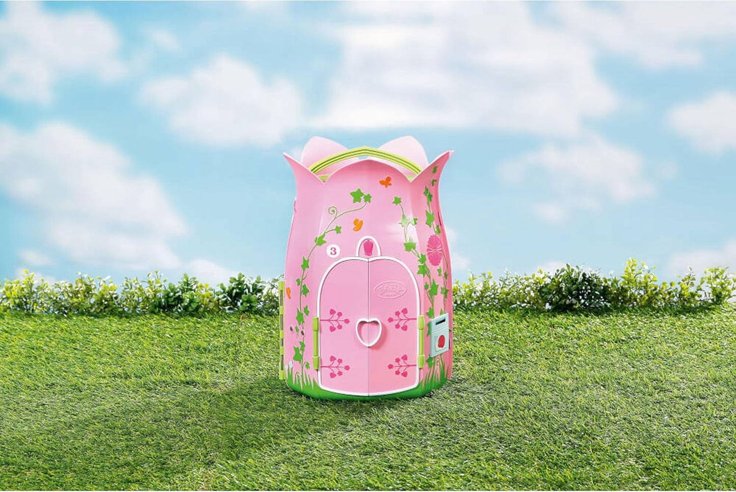 BABY Born Storybook Cottage, składany domek dla lalek 18 cm ze stołem, kominkiem, szezlongiem i teleskopem, różowy zielony, 833803 Zapf Creation Dollhouses Naty Shop