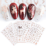 9 Blatt Nagelsticker Weihnachten Nagelaufkleber Selbstklebend Weiß Rentier Schneemann Nail Art Naklejka Dekoration Nageldesign Zubehör