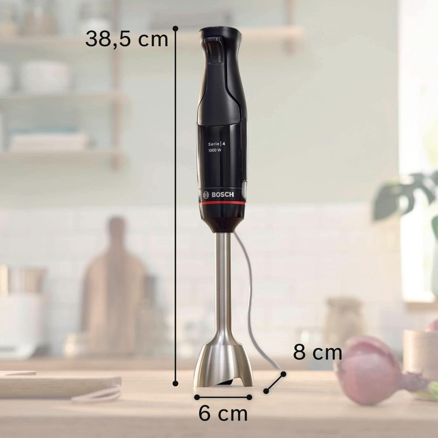 Mikser stojący Bosch Ergomaster Serie 4, 1000 W, Edelstahl-Mixstab, Zerkleinerer, Mix-/Messbecher, Schwarz Kitchen Naty Shop