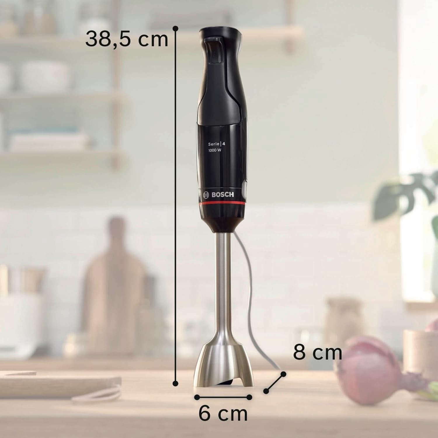 Mikser stojący Bosch Ergomaster Serie 4, 1000 W, Edelstahl-Mixstab, Zerkleinerer, Mix-/Messbecher, Schwarz Kitchen Naty Shop