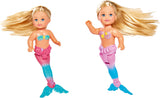 Simba 105733424 - Evi Love The Little Mermaid, różne 2 sposoby, zostanie dostarczony tylko JEDEN przedmiot, Evi jako syrenka, ruchoma płetwa ogonowa, z konikiem morskim, lalka modowa 12 cm, wiek 3+