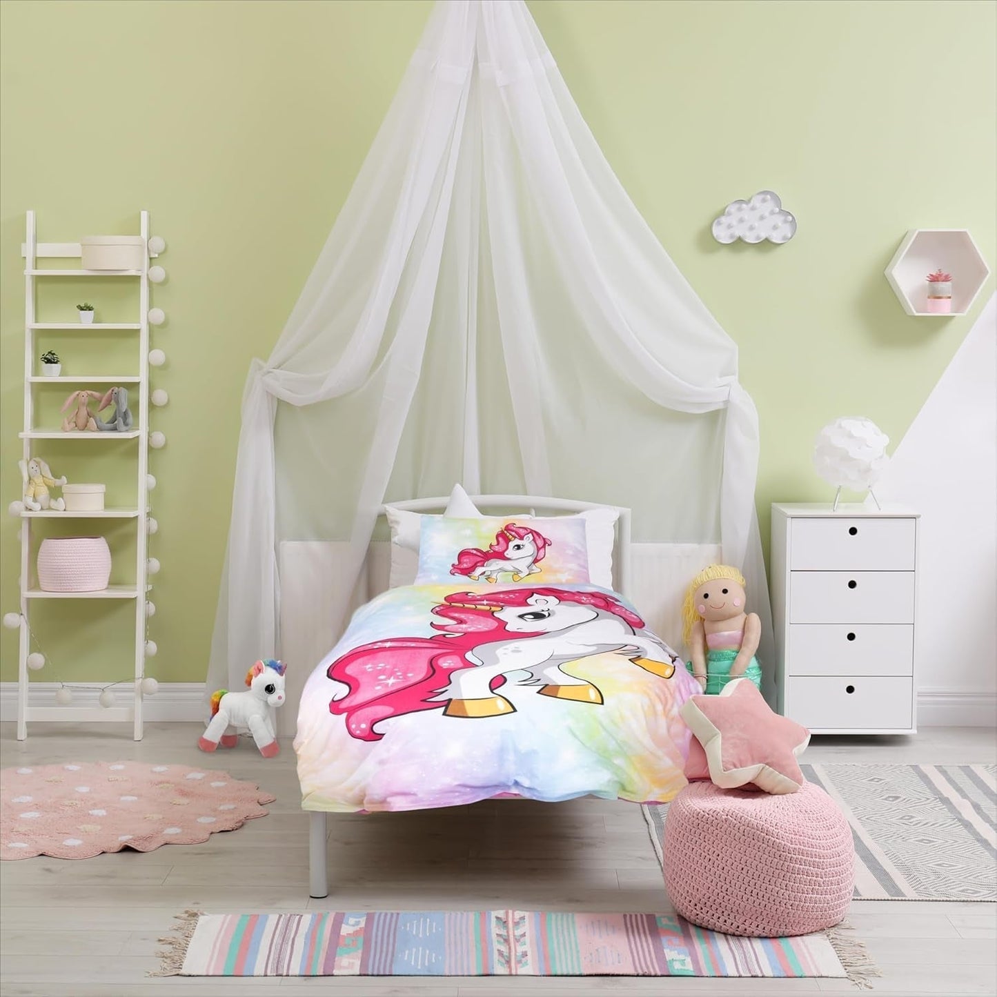 Pościel dla dziewczynki Jednorożec 100 x 135 cm i 40 x 60 cm, bawełniana Pościel - dziecięca Naty Shop