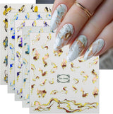 JMEOWIO Nagelsticker Marmor French Tip 8 Blatt Nail Art Naklejka Selbstklebend Nagelaufkleber Dekoration Nageldesign Zubehör