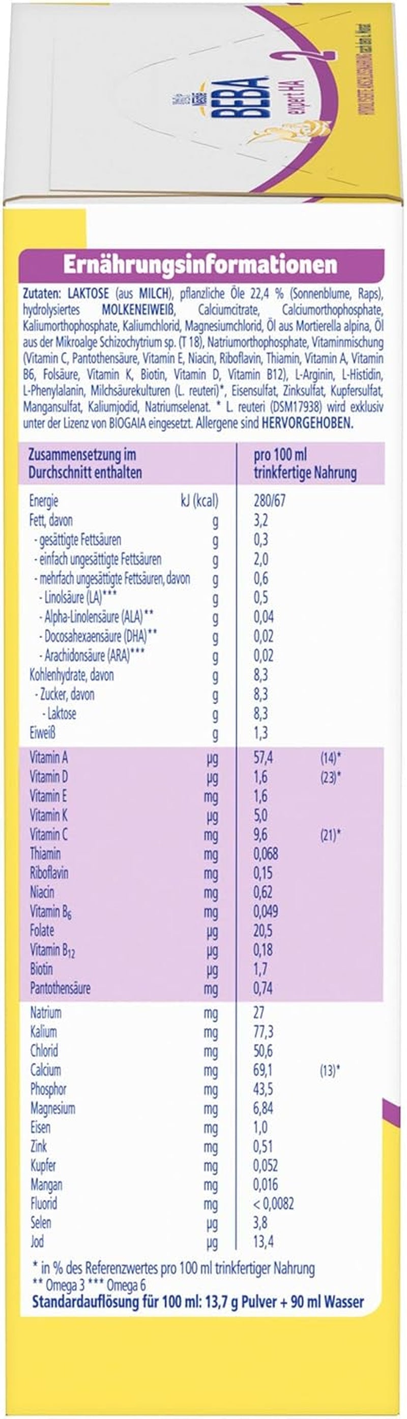 BEBA Expert HA 2 Mleko następne po 6 miesiącu, żywność dla dzieci z hydrolizatem białka, tylko laktoza, bez oleju palmowego, opakowanie 6 szt. (6 x 550 g) Naty Shop