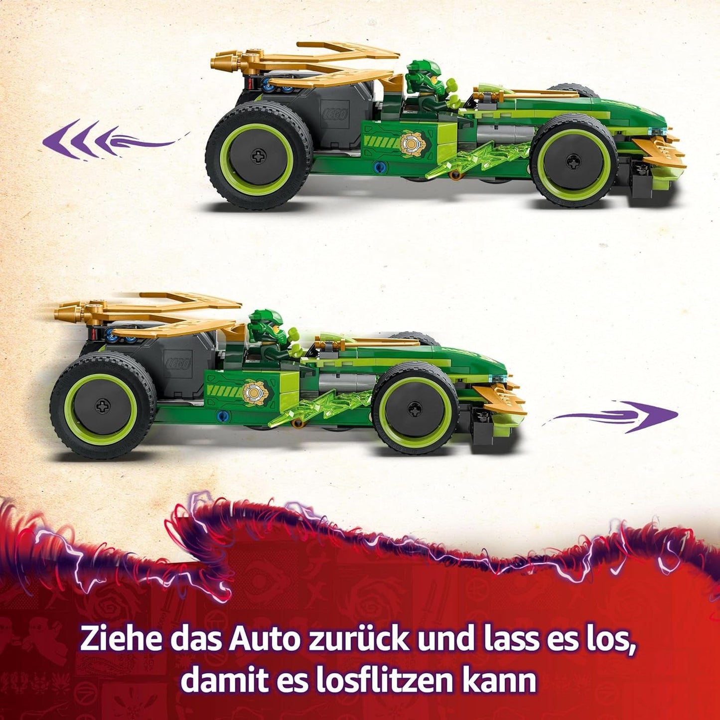 LEGO NINJAGO Lloyd's Action Speedster — zabawkowy samochód do budowania z 2 minifigurkami do odgrywania ról, budowanie zabawkowego samochodu dla dzieci — prezent dla chłopców i dziewcząt od 7 lat 71828 Zestawy do budowania Besuche den LEGO-Store