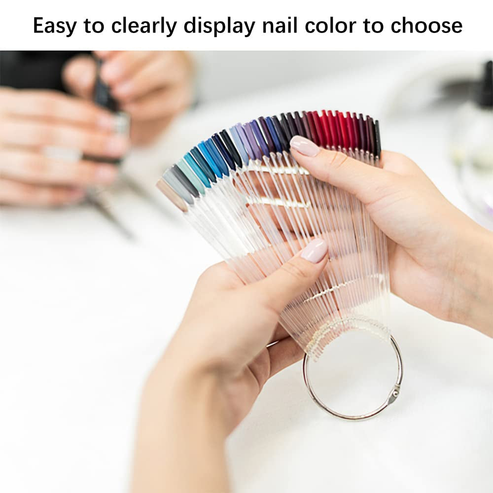 300 przezroczystych sztyftów do paznokci, wzory do paznokci w kształcie wachlarza, kolorowe końcówki do ekspozytora z 6 metalowymi pierścieniami, sztuczna płytka do paznokci do salonu stylizacji paznokci i praktyka lakierowania żelowego dla początkujących