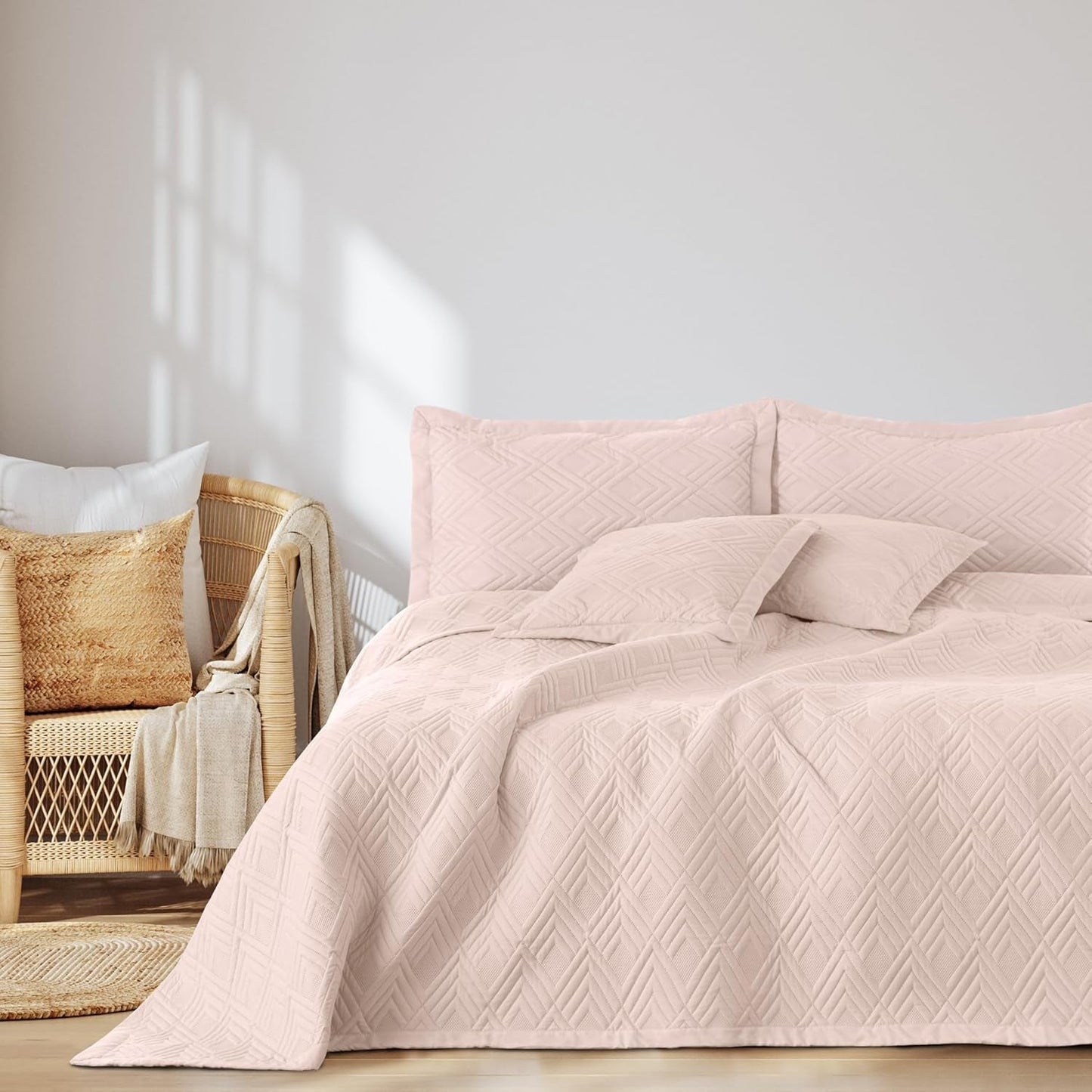 Ameliahome Narzuta 170X210 cm Dwustronna narzuta Pikowanie ultradźwiękowe Poliester Ofelia Ciemnozielone łóżka i koce Besuche den AmeliaHome-Store Ophelia Pudrowy róż 200X220 cm