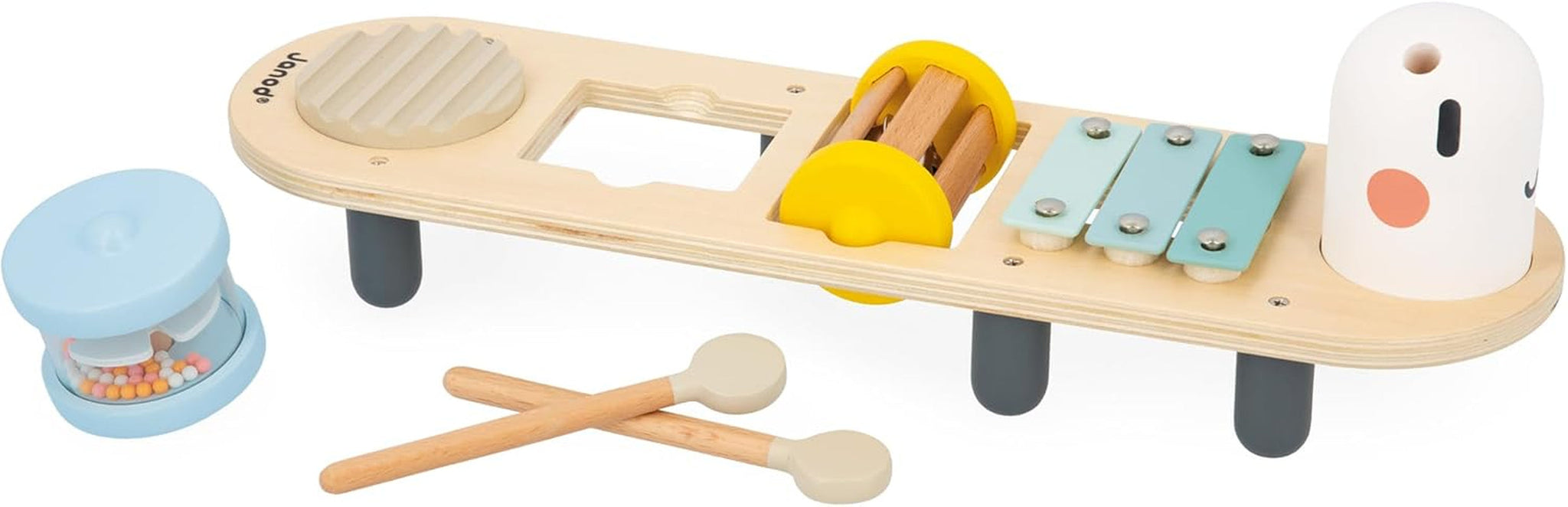 Janod - Utwory muzyczne Sweet Cocoon - 5 muzycznych zajęć dla dzieci - Wczesna edukacja muzyczna - Drewniana zabawka FSC - Od 12 miesiąca, J04058 Baby Toys Naty Shop