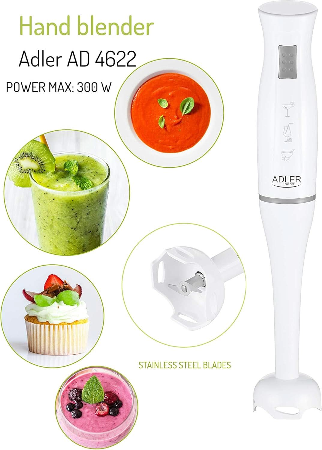 Adler AD4622 Mikser, plastik, biały Kuchnia Naty Shop