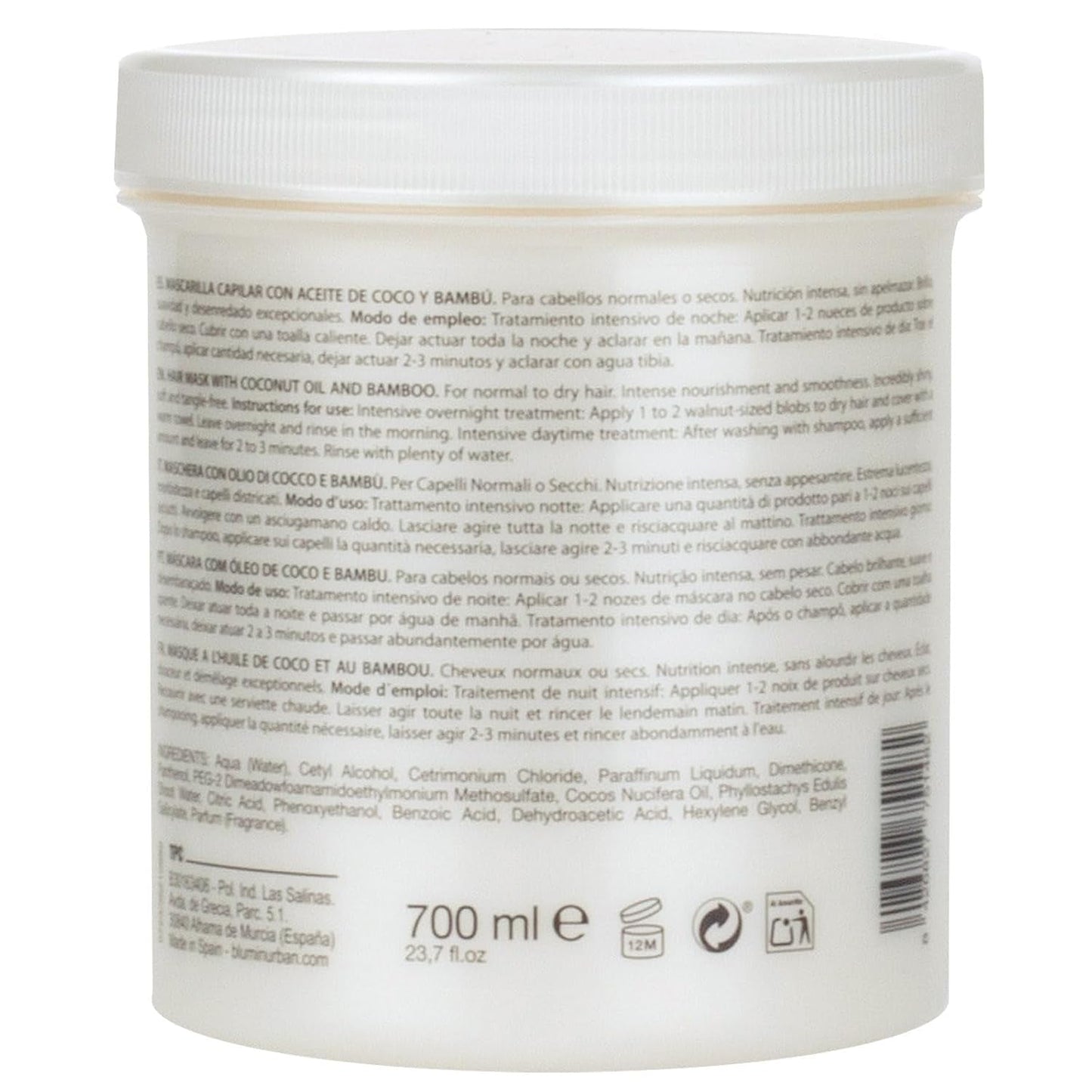 Maska Urbanic z olejem kokosowym i organicznym bambusem, maska do włosów Naty Shop 700 ml