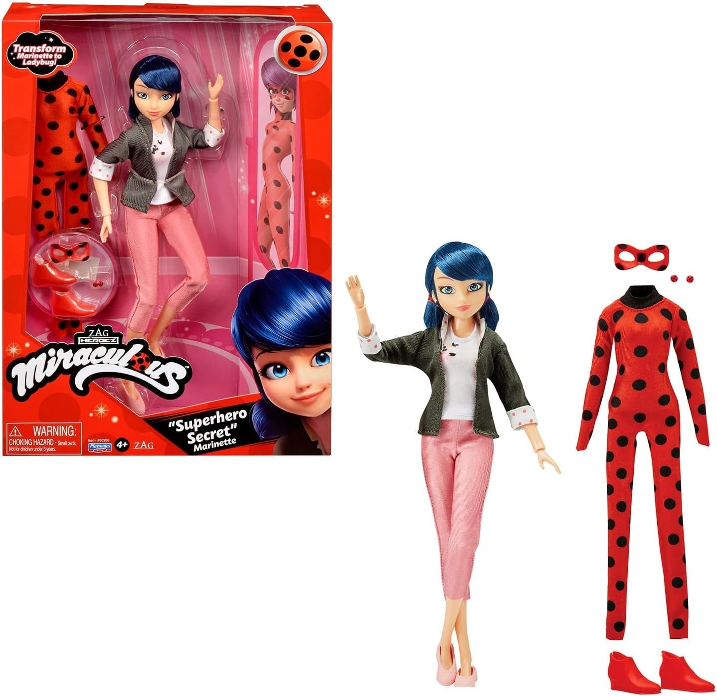BANDAI - Cudowna Biedronka - Lalka Marinette i Biedronka - Przegubowa lalka 26 cm z 2 strojami - Cudowna zabawka Przegubowa lalka - Zabawka dla dzieci w wieku od 4 lat - P50355