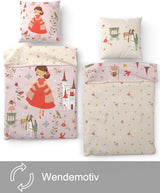 Skybrands Bettwäsche Prinzessin 135X200 [Mit Beutel] Einhorn Mädchen Bettwäsche Baumwolle 2 TLG. 1X Bettbezug 1X Kissenbezug Naty Sklep