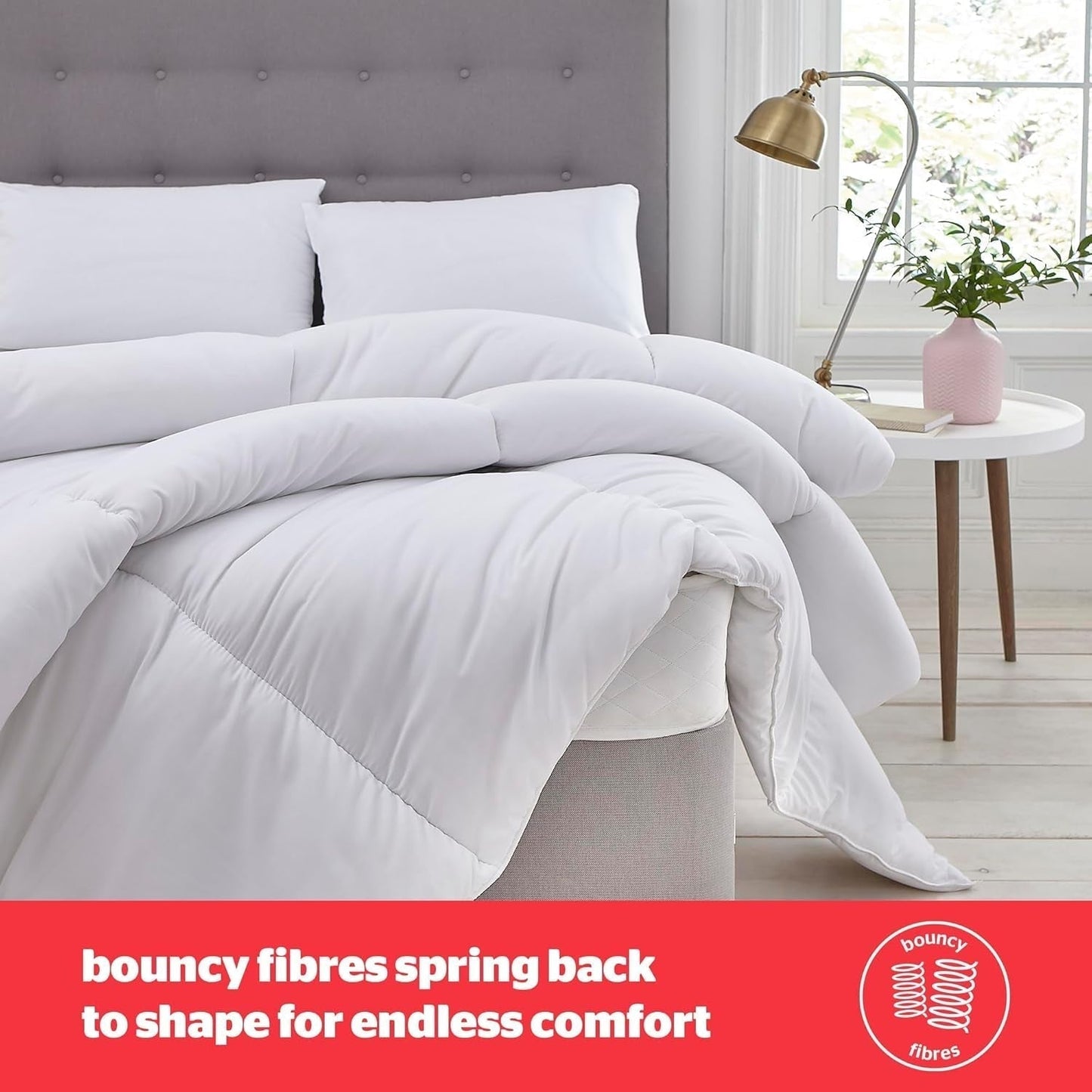 Kołdra Silentnight typu „bounceback”, 13,5 tog, duży rozmiar, tkanina z domieszką bawełny, biała, duży rozmiar. Kołdry i kołdry Naty Shop