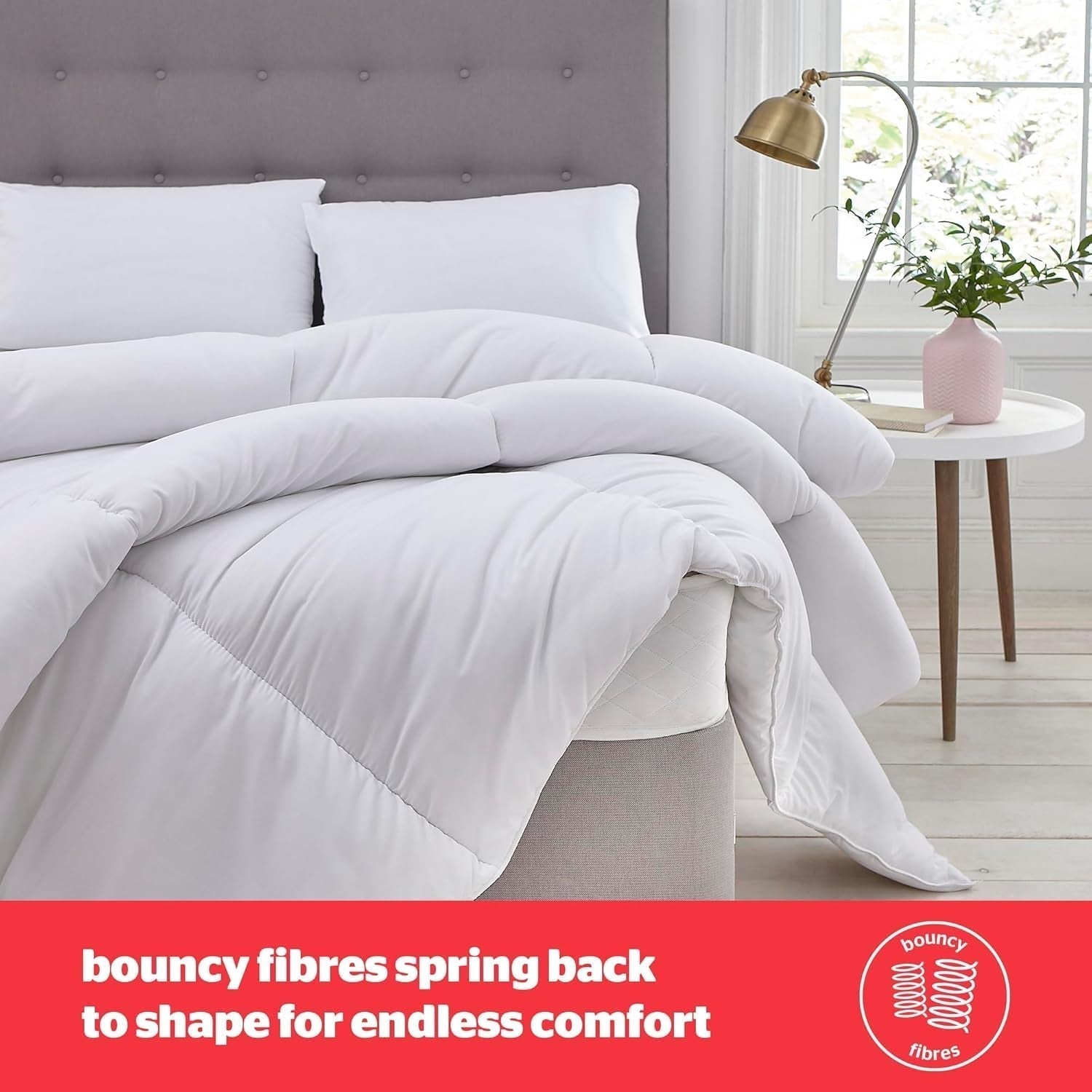 Kołdra Silentnight typu „bounceback”, 13,5 tog, duży rozmiar, tkanina z domieszką bawełny, biała, duży rozmiar. Kołdry i kołdry Naty Shop
